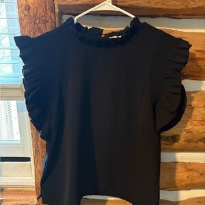 JODIFL Elegant Black Ruffle Blouse